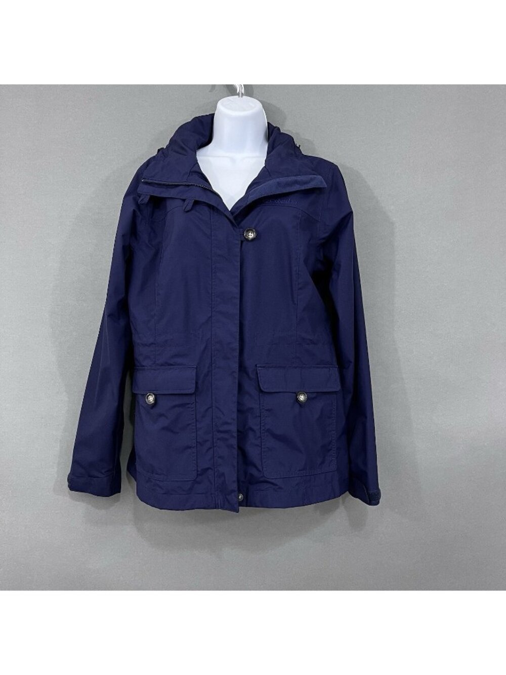 Columbia Navy Omni Tech Zipper Waterproof Hooded Jacket